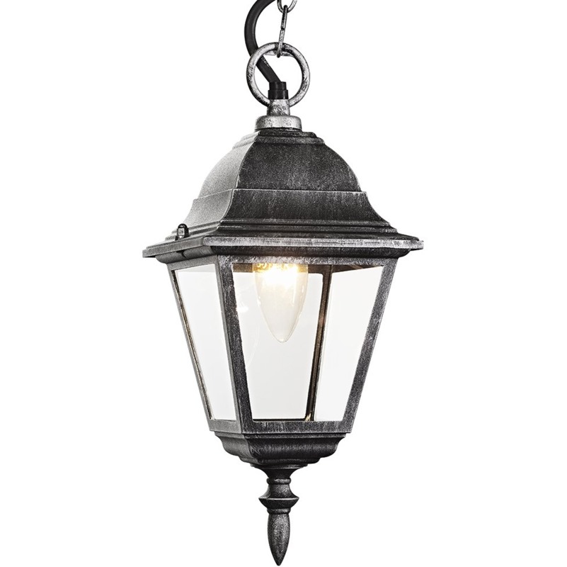 Black/Silver Cast Aluminium IP44 Outdoor Hanging Lantern by - Happy Homewares