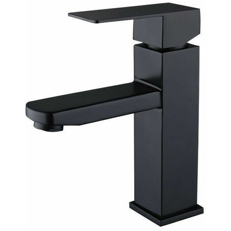 Black single-lever sink mixer in stainless steel hot and cold water with hoses included black sink tap black bathroom mixer
