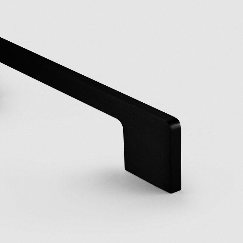 Se Home - Black Slimline Square Cabinet Pull Handle - Solid Brass - Hole Centre 320mm