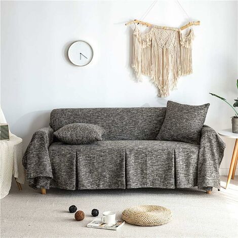 main image of "Black Sofa Slip cover 200x150cm Cotton Linen Couch Sofa Covers Pet Protectors 1 Seater Sofa Cover Non Slip Thicken sofa slipcovers"