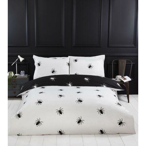 Black Spider Reversible Duvet Cover Set Halloween Bedding Single
