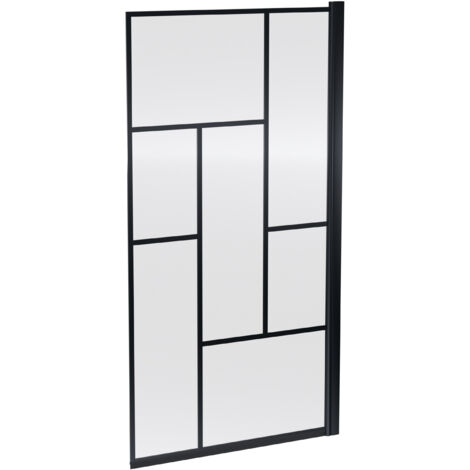 Black Square Framed 6mm Toughened Safety Glass Reversible Shower Bath