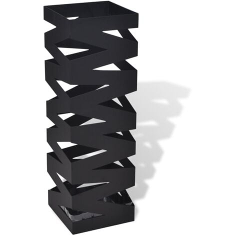 Black Square Umbrella Stand Storage Holder Walking Stick Steel 48.5 cm vidaXL