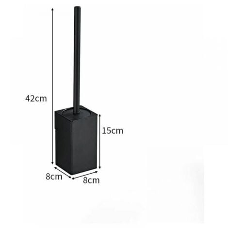 (Black) Square wall-mounted 304 stainless steel toilet brush holder, home hotel bathroom deodorizing floor-standing toilet brush holder