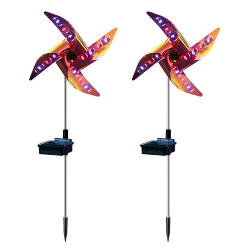 Lot de 2 moulins à vent solaires étanches pour jardin, cour, patio, allée, décoration