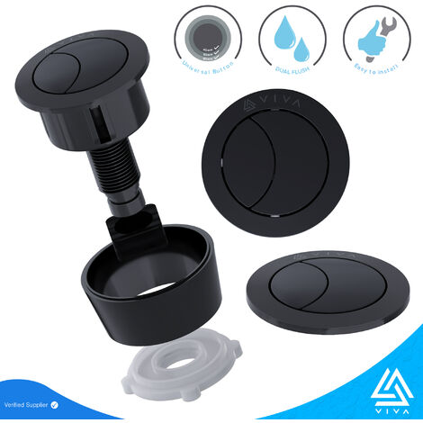 Black Toilet Push Button for Cable Operated Dual Flush Cistern Universal Fitting