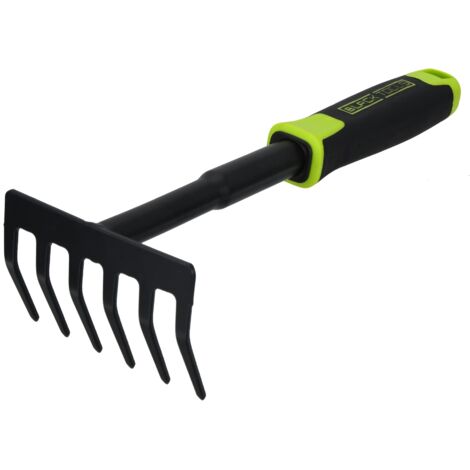 Black Tools® - Rastrello a mano da giardino, per pulire e allentare, manico antiscivolo, resistente alla corrosione, lunghezza 30 cm, per giardino, vasi, aiuole