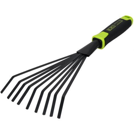 Black TOOLS® - Scopa a ventaglio da giardino, ideale per aprire foglie, manico antiscivolo, resistente alla corrosione, lunghezza 40 cm, per giardino, vasi da balcone, aiuole