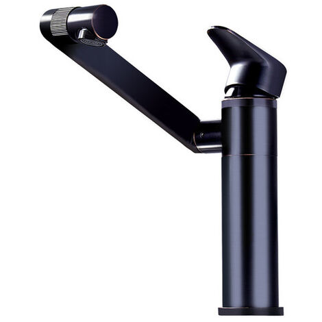 main image of "Black Universal Swivel Above Counter Copper Basin Lavatory Faucet Countertop Lavatory Bathroom Faucet"