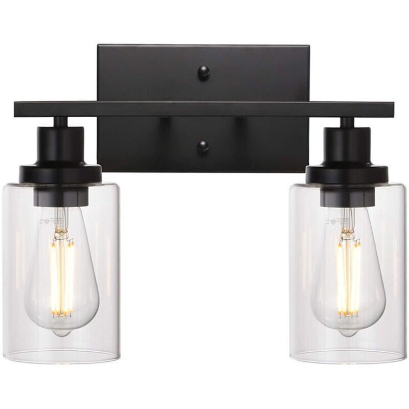 Image of Black vanity light glass lampshade wall&hellip;