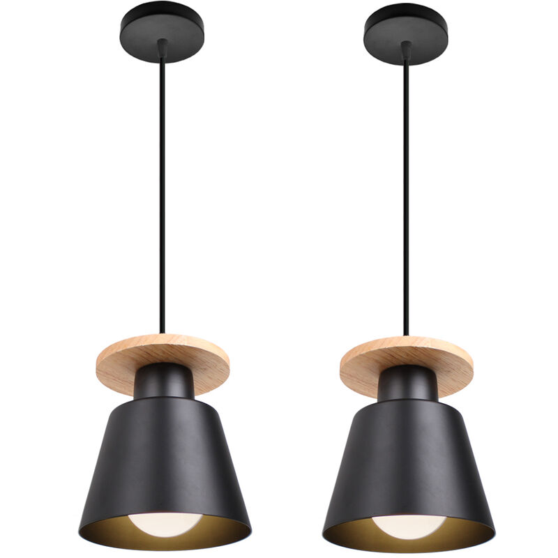 Black Vintage Industrial Pendant Lamp Antique Minimalist Style Ceiling Lamp Retro Pendant Light Modern Pendant Light(2PCS)