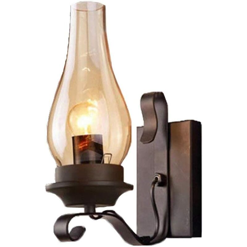 Langray - Black Wall Lamp Industrial Wall Lamp Vintage Lighting Retro Wall Lamp for Champagne House Cafe Loft Kitchen Living Room and Hotel Room