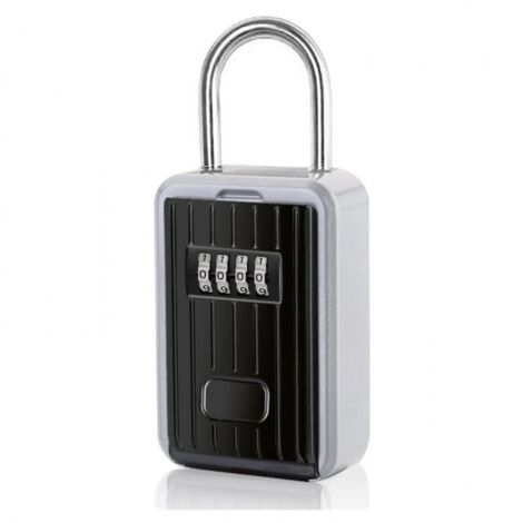 (Black) Wall Mounted Secure Key Box with 4 Digit Digital Code, Extra Large Lock Box Outdoor Key Safe with Handle