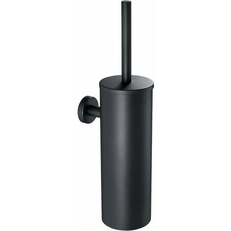 Black wall mounted toilet brush with toilet brush holder, 304 stainless steel bathroom toilet brush with long handle, Toilet brush with antibacterial toilet brush holder