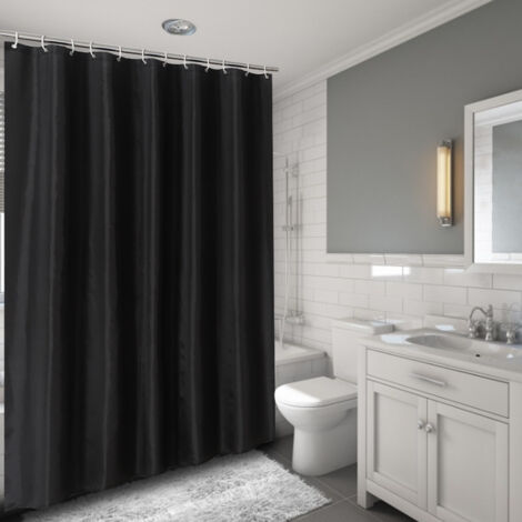 Black Wall Pattern Shower Bath Curtain Waterproof Bathroom Curtain Hanging Hooks 3