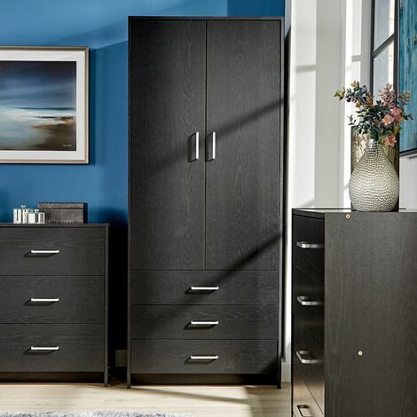 Single door store black wardrobe