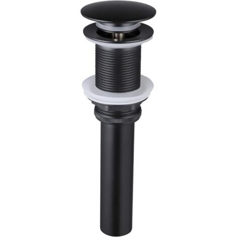 Black washbasin waste fitting without overflow, drain plug, washbasin waste fitting, waste valve