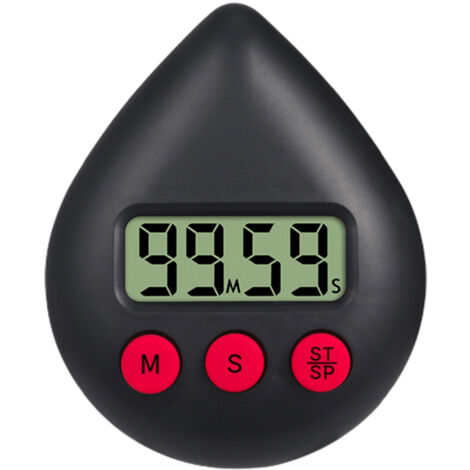Black Water Drop Shaped Bathroom Timer Portable Simple Operation Digital Shower Cooking Timer for Kitchen Shower
