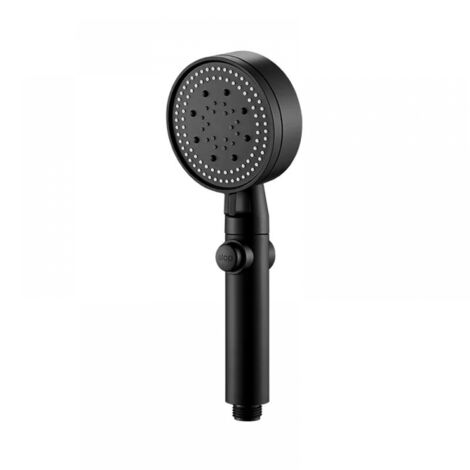 Black Water Saving Shower Head, 5 Modes, Adjustable High Pressure, Single Stop Button, Bathroom Accessories