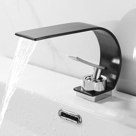 Black waterfall faucet for bathtub and sink – Modern elegant mixer tap for bathroom