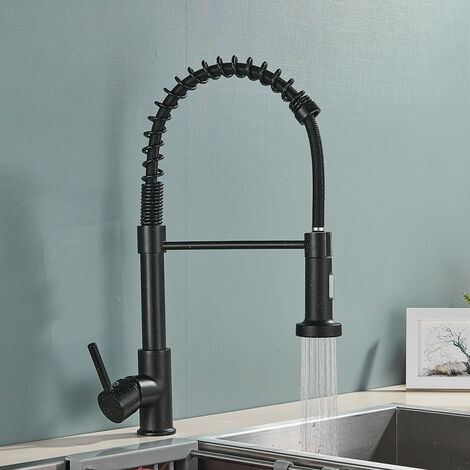 Black + White Swivel Kitchen Faucet with 2 Spray Modes Sink Faucet Kitchen Single Handle Faucet