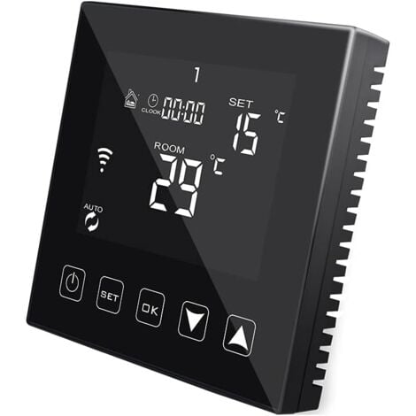 TINOR Black WiFi Smart Thermostat for Underfloor Water Heating 3A Compatible with Alexa Echo/Google Assistant/Tuya, Wired Programmable Connected Room Thermostat for Hot Water