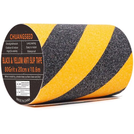 Black yellow anti slip tape Ruban antidérapant Sécurité,20cmx10.6m,Bandes antidérapantes escalier extérieur,Jaune Noirpour Ruban escaliers averissement,marches,revêtements de Sol