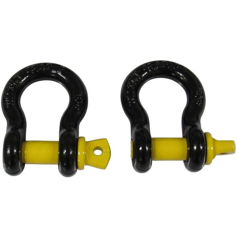 Securefix Direct - Black Yellow Lifting Bow Shackle Screw Pin 3.25 Ton X2 (3.25T Towing Recovery Connector 3250KG)