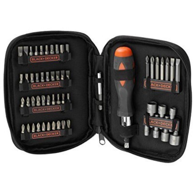 Black&decker - Juego de 56 piezas para atornillar con atornillador de carraca A7104 Black&Decker