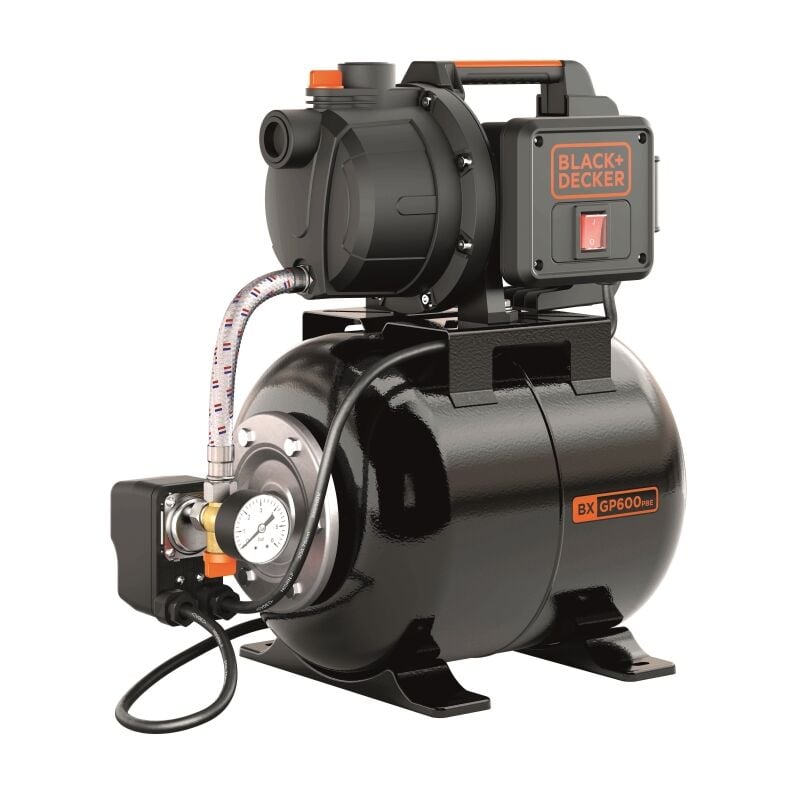 Black&decker - Black+Decker BXGP600PBE Pompe Autoamorçante avec Réservoir pour Eaux Claires (600 w, Débit max. 3100 l/h, Hauteur d'élévation max. 35