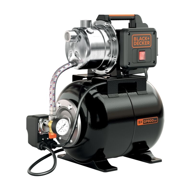 Black+Decker BXGP800XBE Pompe Autoamorçante avec Réservoir pour Eaux Claires ( 800 W, Débit max. 3500 l/h, Hauteur d'élévation max. 38 m)