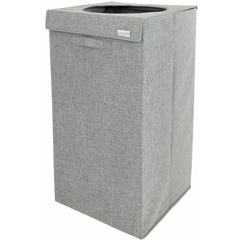 Image of Blackdecker - black+decker BXLB0001GB Foldable Square Laundry Hamper, 84 Litre Capacity, Easily Removable Inner Bag, Velcro Secured Lid with Large