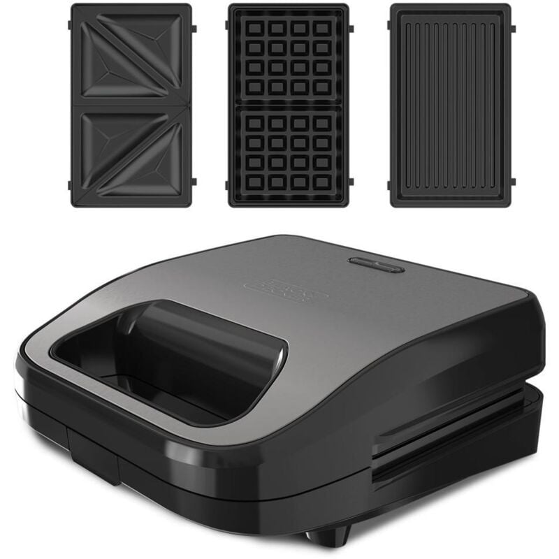 Black&decker - Croque-gaufre-grill 750w gris - Black+decker - BXSA754E