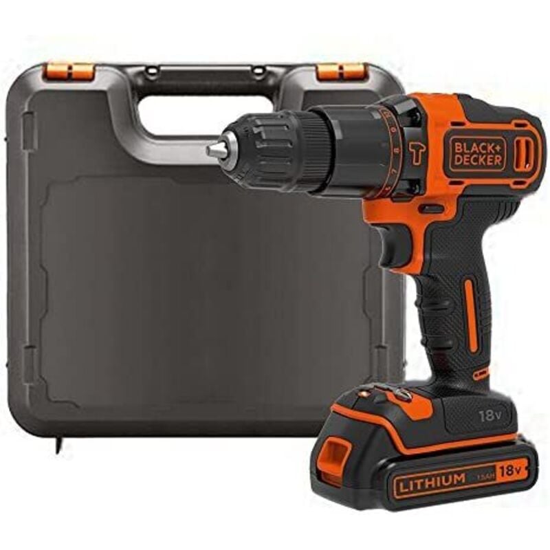 Black&decker - trapano avvitatore con percussione con batteria litio 18V 1,5 ah con valigetta