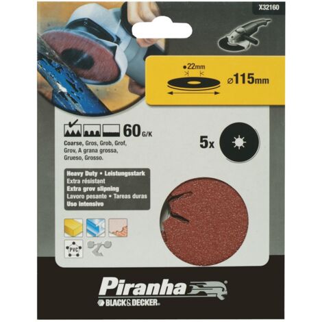 BLACK&DECKER PIRANHA-5 DISCHI ABRASIVI PER ANGOLARI mm 115 GRANA 60 X32160-XJ