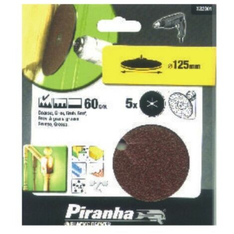 BLACK&DECKER - PIRANHA - 5 DISCHI ROTONDI IN CORINDONE Ø115x5MM - GRANA 80