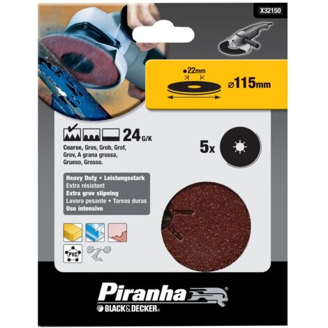 BLACK&DECKER - PIRANHA - 5 DISCHI ROTONDI IN FIBRA PER SMERIGLIATRICE ANGOLARE