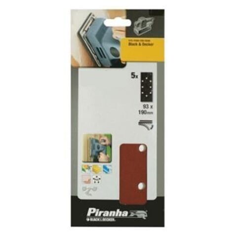 BLACK&DECKER - PIRANHA - 5 FOGLI ABRASIVI RETTANGOLARI PER LEVIGATRICE ORBITALE - CON FELTRO