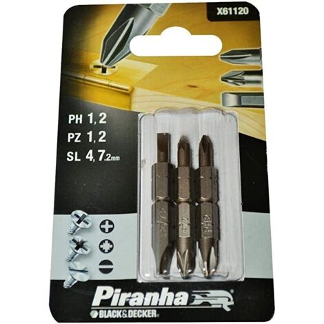 BLACK&DECKER - PIRANHA - 6 PEZZI - PUNTEPER TRAPANO MISTE CON ARRESTO A MOLLA