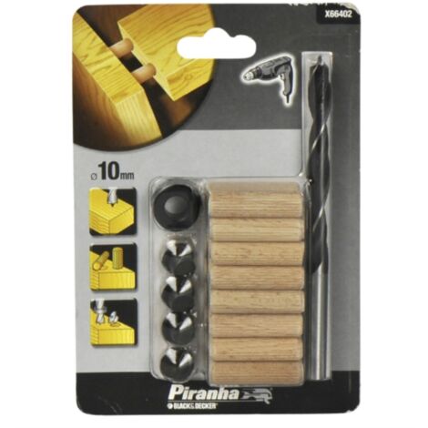 BLACK&DECKER - PIRANHA - KIT PER SPINATURA - 1 PUNTA PER TRAPANO / 16 TASSELLI IN LEGNO / 1 ARRESTO DI PROFONDITA' / 4 MARCATORI