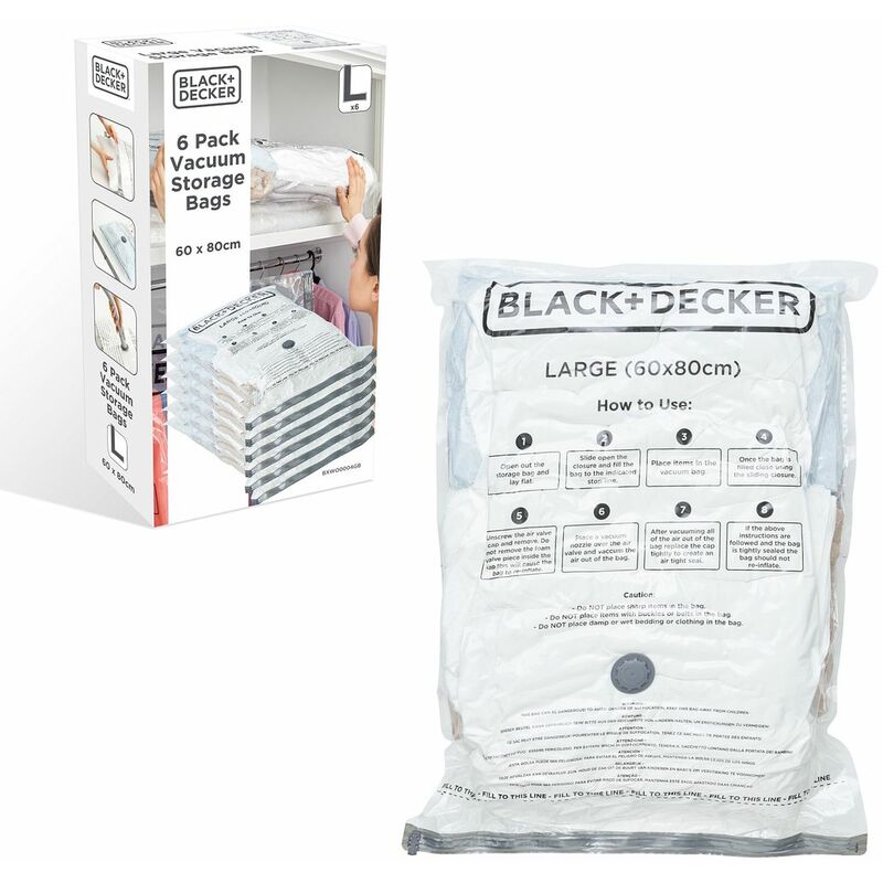 BLACK+DECKER Vacuum Storage Bags, White, Large