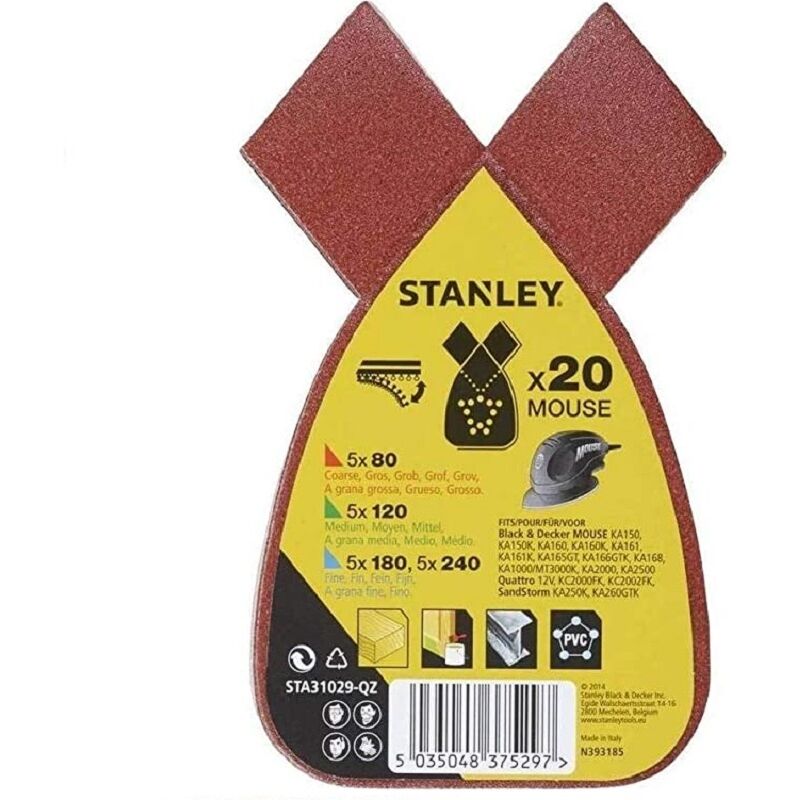 Black&decker - pack 20 lijas p/mouse bd g/surtido 5xg80, 5xg120, 5xg180, 5xg240