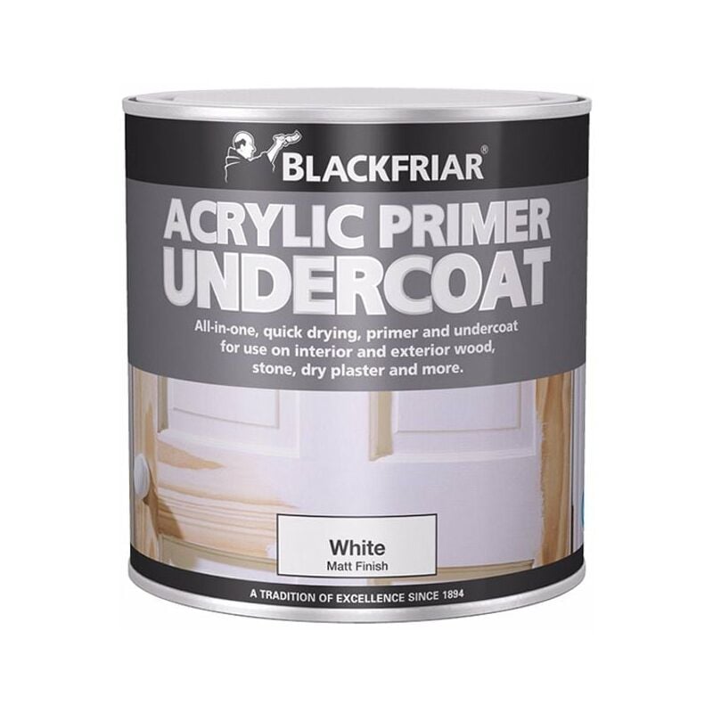 Blackfriar - Quick Drying Acrylic Primer Undercoat White 250ml BKFWAP250 - White