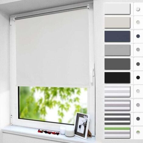 YMYNY Blackout Blinds Without Drilling, White, 60x200 cm, Thermal Insulated Opaque Roller Blind for Window or Door, Privacy Protection MUMU