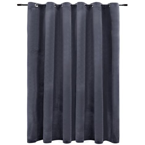Blackout Curtain with Metal Rings Velvet Anthracite 290x245 cm
