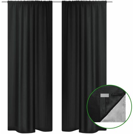 Blackout Curtains 2 pcs Double Layer 140x175 cm Black