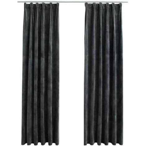 Blackout Curtains 2 pcs with Hooks Velvet Anthracite 140x175 cm
