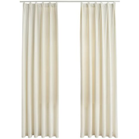 Blackout Curtains 2 pcs with Hooks Velvet Cream 140x175 cm