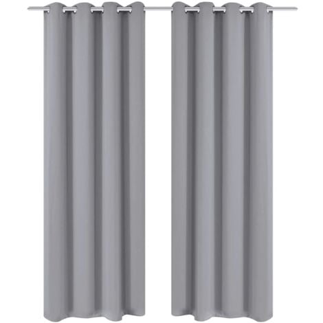 Blackout Curtains 2 pcs with Metal Eyelets 135x175 cm Grey vidaXL