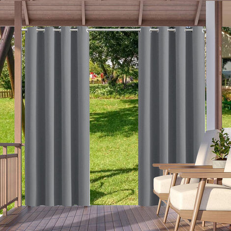 Wilike Ombre Sheer Outdoor Curtains Grommet Top Semi Waterproof Sheer Curtains for Porch|Patio|Pergole|Gazebo,Gradient Voile Drapes for Bedroom Living Room,1 Panel,100Wx84L Inch,Blue 